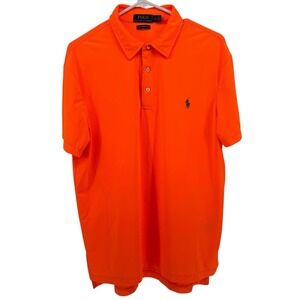 Polo Ralph Lauren Orange Short Sleeve Polo Shirt Men's Large Blue Logo